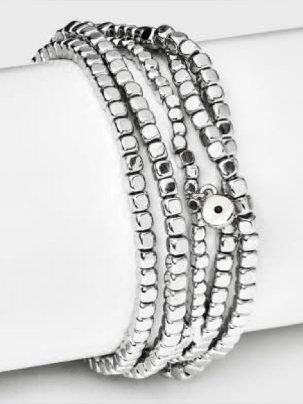 Universal Thread Silver Beaded Stretch Bracelet Set